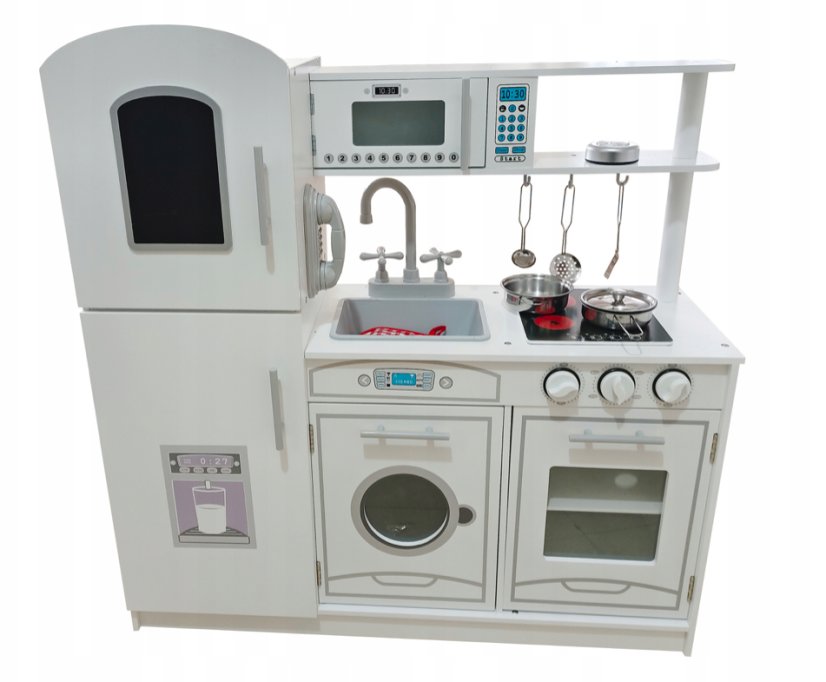 Fehér gyermekkonyha kiegészítőkkel és LED világítással