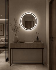 60 cm-es, kerek LED-es tükör érintőképernyős vezérléssel