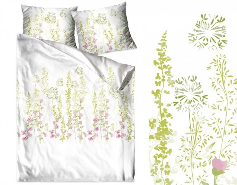 Lenjerie de pat din bumbac, cu un motiv delicat de flori