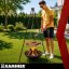 Kerti grill háromlábú állvánnyal – 58 cm-es, felfüggesztett rozsdamentes acél rács tűztérrel