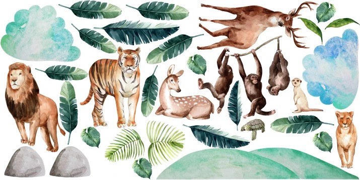 Nálepka na stenu zvieratká zo zoologickej záhrady