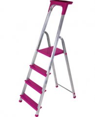 Hliníkový rebrík so 4 schodíkmi a nosnosťou 150 kg, fialovej farby
