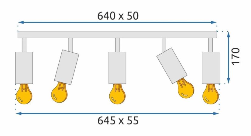 Moderné stropné svietidlo s reflektormi