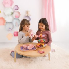 Gyermek teáskészlet tokban, keksszel és csészékkel