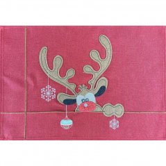 Božična podloga v rdeči barvi z aplikacijo severnega jelena