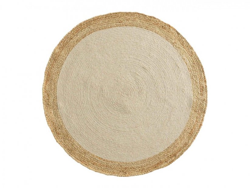 Béžový okrúhly koberec z jutoviny s priemerom 90 cm