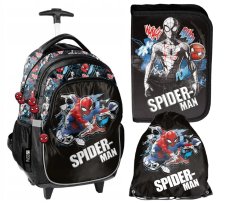 Set scuola 3 pezzi SPIDER-MAN - zaino su ruote + astuccio per matite + borsa a pantofola