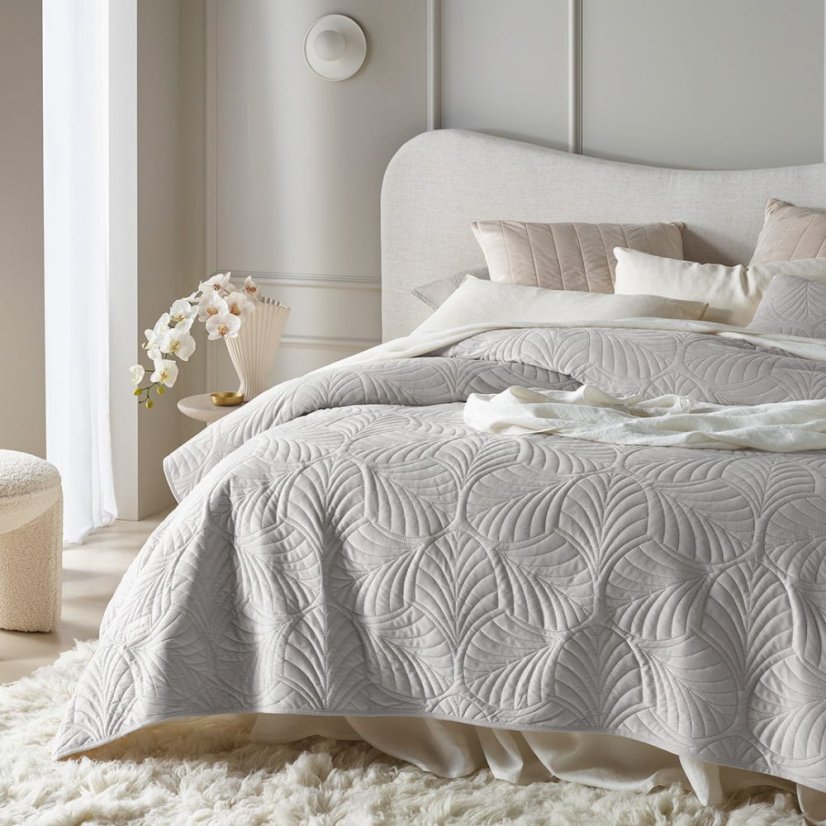 Hellgraue Velours Tagesdecke Feel 200 x 220 cm