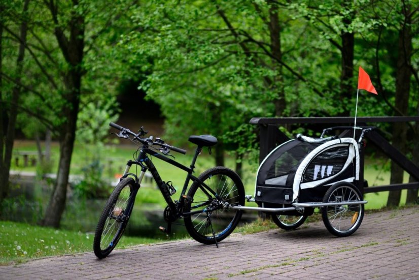2-miestny príves za bicykel s tlmičom + JOGGER čierny