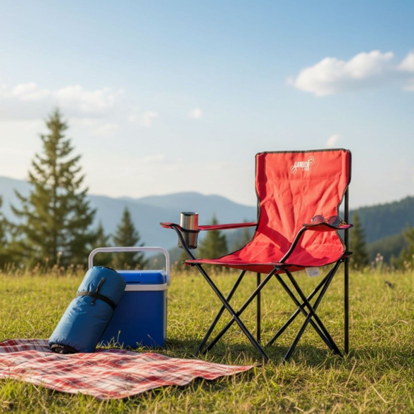 Turistická skládací židle červená