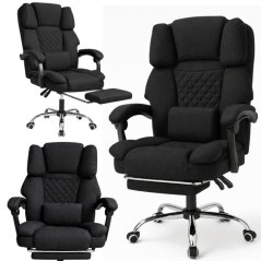 Ergonomischer Bürostuhl mit Fußstütze und Massage - schwarzer Stoff