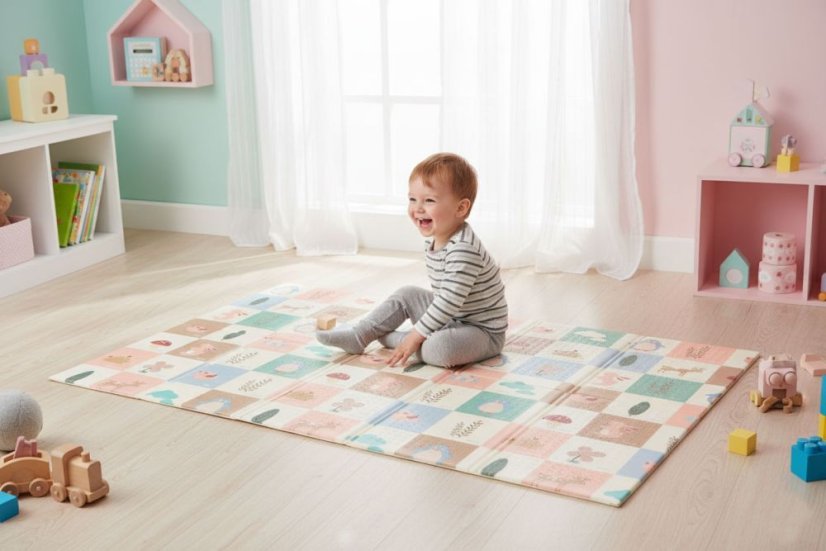 Wendbare Schaumstoff-Spielmatte für Kinder 150 x 200 cm - Tiere