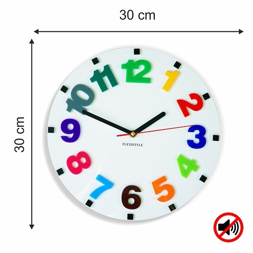 Ceas de perete pentru copii cu numere colorate