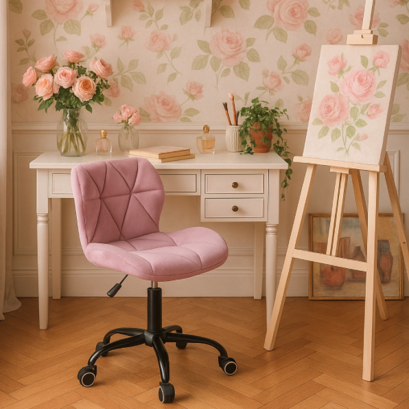 Scaun pivotant de birou ergonomic - catifea - Culoare: Violet