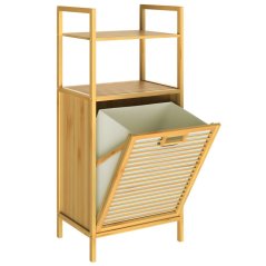 Bambusov regal s 36-litrsko preklopno košaro za perilo – 95 x 40 x 30 cm