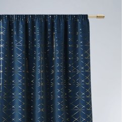 Luxus függöny gyűrődő szalaggal gránátkék és az arany szín csodálatos kombinációjában 140 x 260 cm