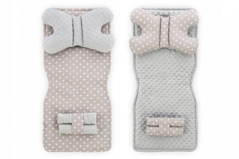 Tappetino per passeggino bianco/grigio con motivo a stelle