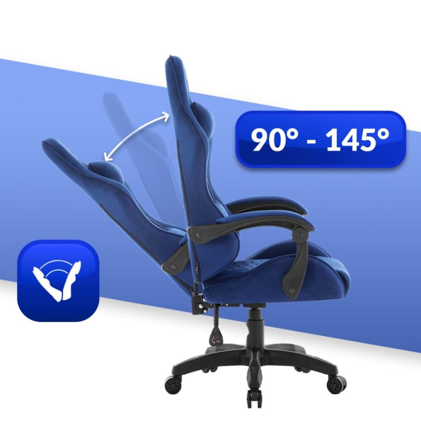 Gaming stol HC-1000 NAVY - žametna tkanina