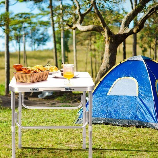 Klappbarer Catering-Tisch 119,5x60 cm weiß mit 4 Stühlen