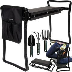Klappbarer Gartenkniestuhl und Stuhl 4in1 mit Organizer und Werkzeug - Gartenbank 120 kg