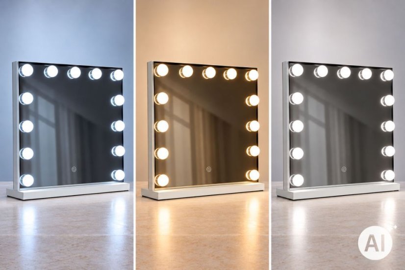 Stolní LED kosmetické zrcátko s nastavitelným osvětlením – 50 x 40 cm