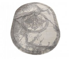 Luxuriöser grauer ovaler Teppich mit Originalmuster