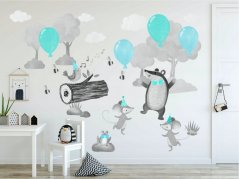 Adesivo da parete unico per bambini con animali danzanti 60 x 120 cm