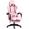 Bequemer Gaming-Stuhl mit pink-weißem Massagekissen