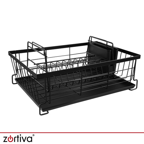 Dvokatni ocjeđivač posuđa s držačem za pribor za jelo – 43 cm
