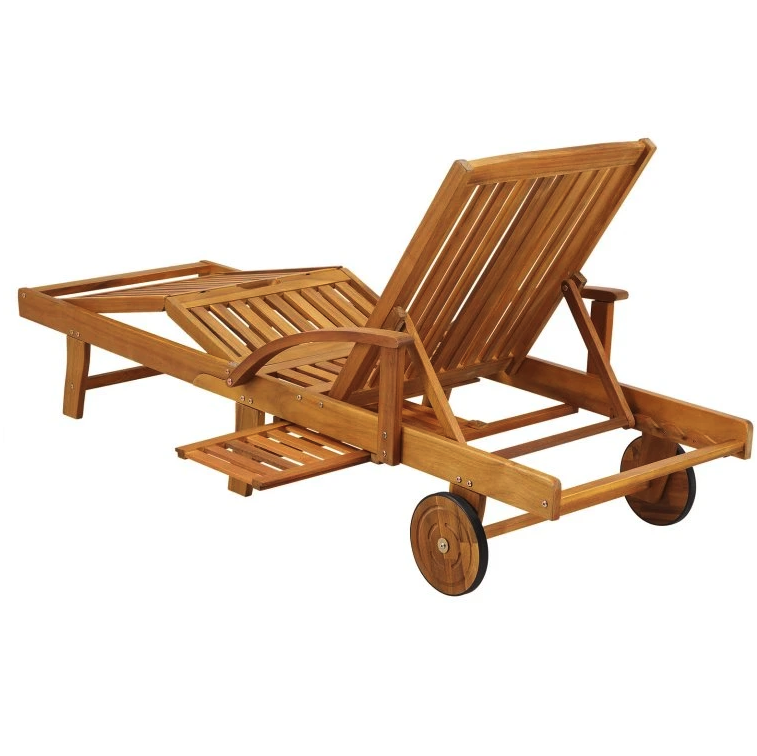 Kerti nyugágy kerekekkel és kihúzható asztallal 195,5 x 69 x 85 cm