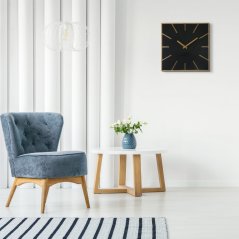 Brillante, schwarze, schlichte Wanduhr für modernes Interieur, 40cm