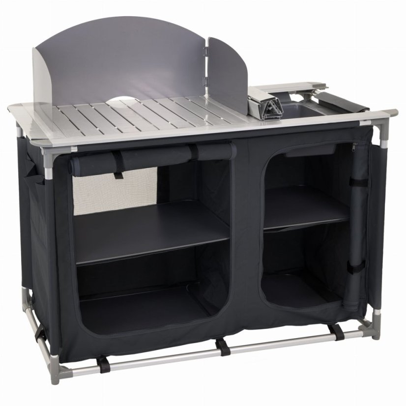 Praktische Campingküche mit 2 Fächern 116 x 52 cm - schwarz