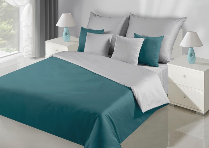 Sivo tyrkysové obojstranné posteľne obliečky z kvalitného materiálu