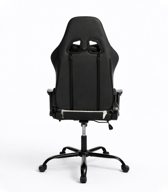 Ergonomická herní židle s opěrkou nohou a polohovacím mechanismem - bílá ekokůže