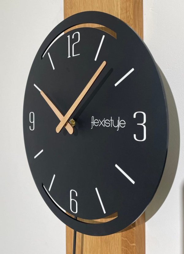 Drevené hodiny s kyvadlom NATURALE - čierne