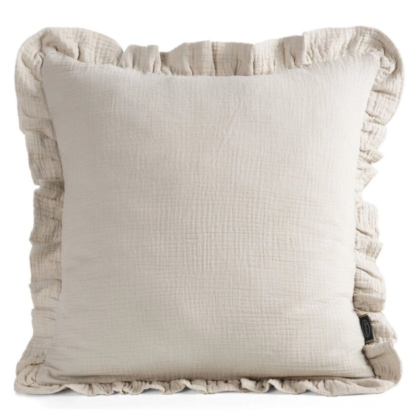 Față de pernă din muselină cu volan 45 x 45 cm - Culoare: roz antic