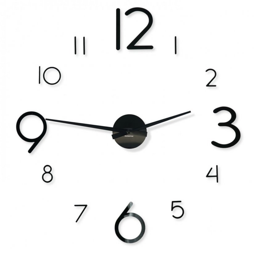 Уникален черен стенен часовник, 130 см