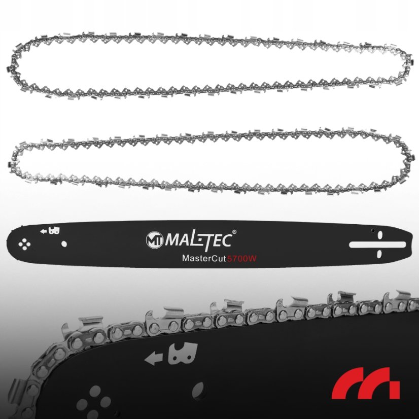 Sada 16″ (45 cm) vodiacej lišty a 2 reťazí pre benzínovú motorovú pílu MalTec MasterCut5700W
