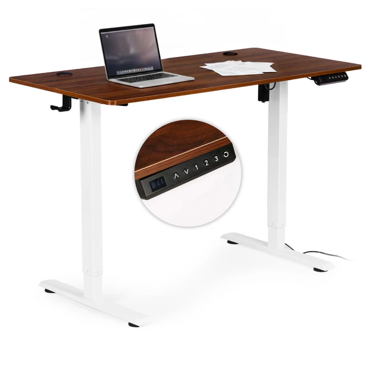 Elektrický výškovo nastaviteľný pracovný stôl s bielymi nohami - 120 x 60 cm