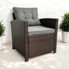 Set de două fotolii de grădină din technoratan SFS020-SC - maro închis + perne gri