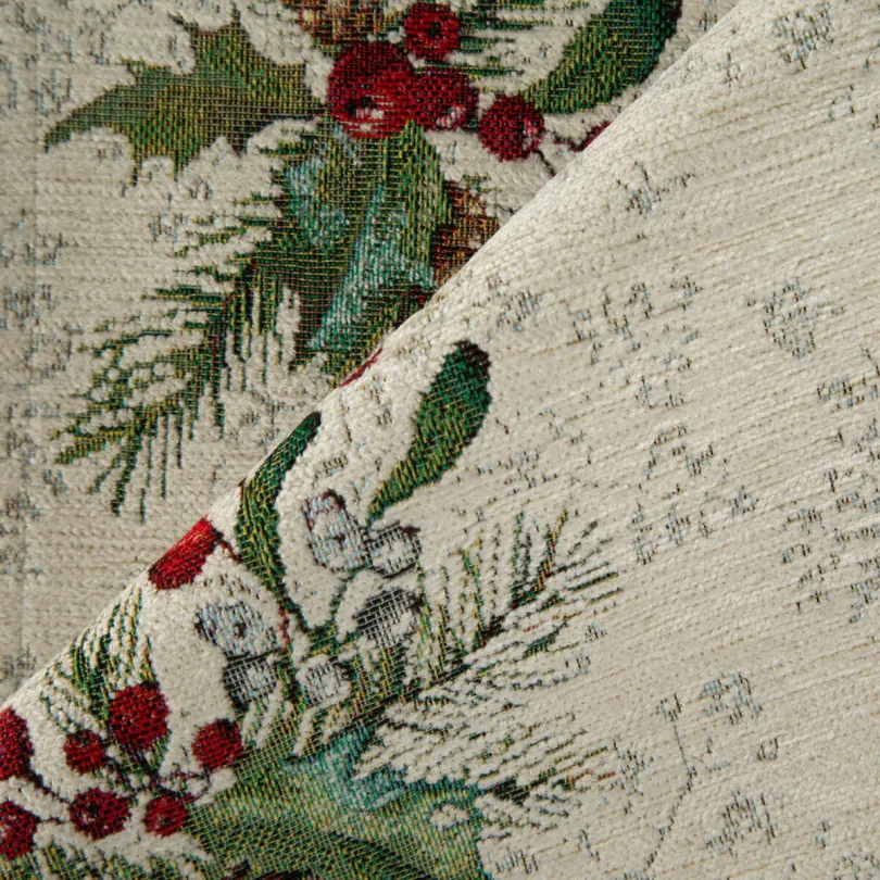 Gobelin karácsonyi kendő fenyőtűvel és fenyőtobozokkal