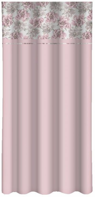 Rosa Deko-Vorhang mit rosa Pfingstrosen-Druck