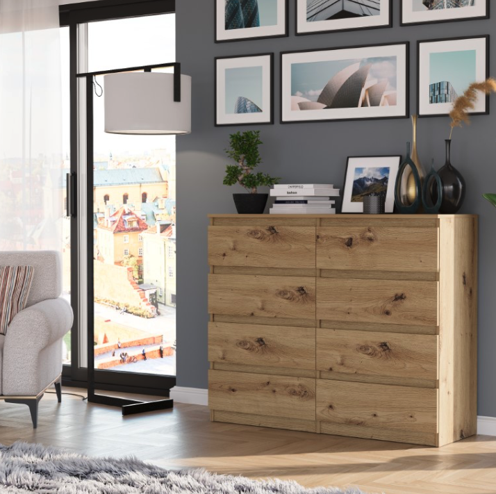 Komoda s 8 šuflíkmi R-120-S8 - rôzne farebné prevedenia