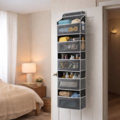 Ajtós akasztós szervező - szekrény polc 5 polccal 142 x 40 x 17 cm