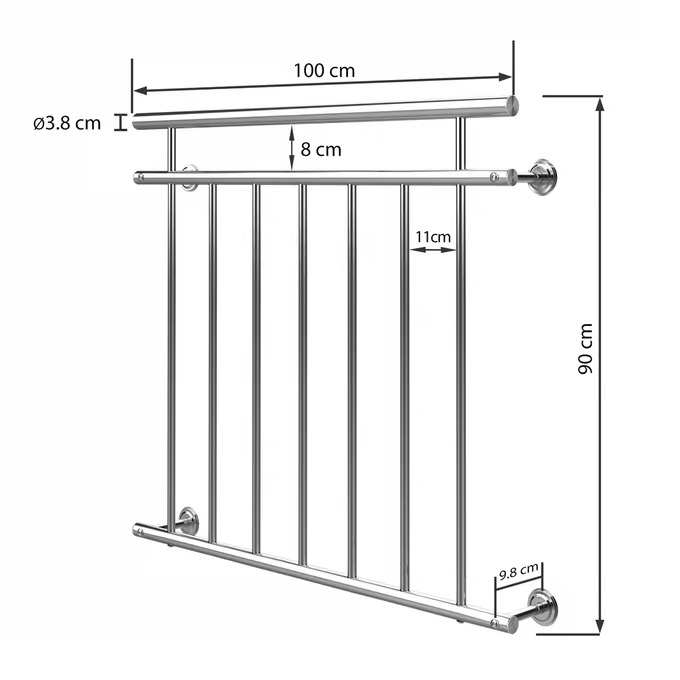 Balkongeländer aus Edelstahl - Höhe 90 cm