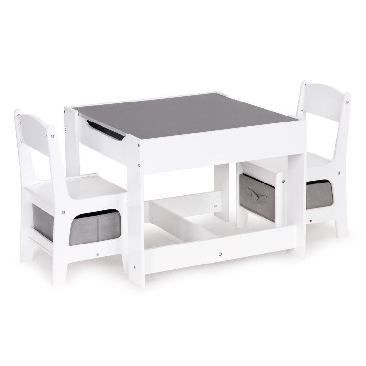 Set detského nábytku drevený stôl + 2 farebné stoličky
