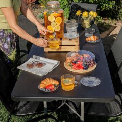Záhradný cateringový stôl rozkladací 180 cm - čierny