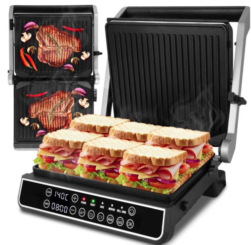 Elektrický kontaktní gril SM5000W-PRO s LED displejem - 2500 W