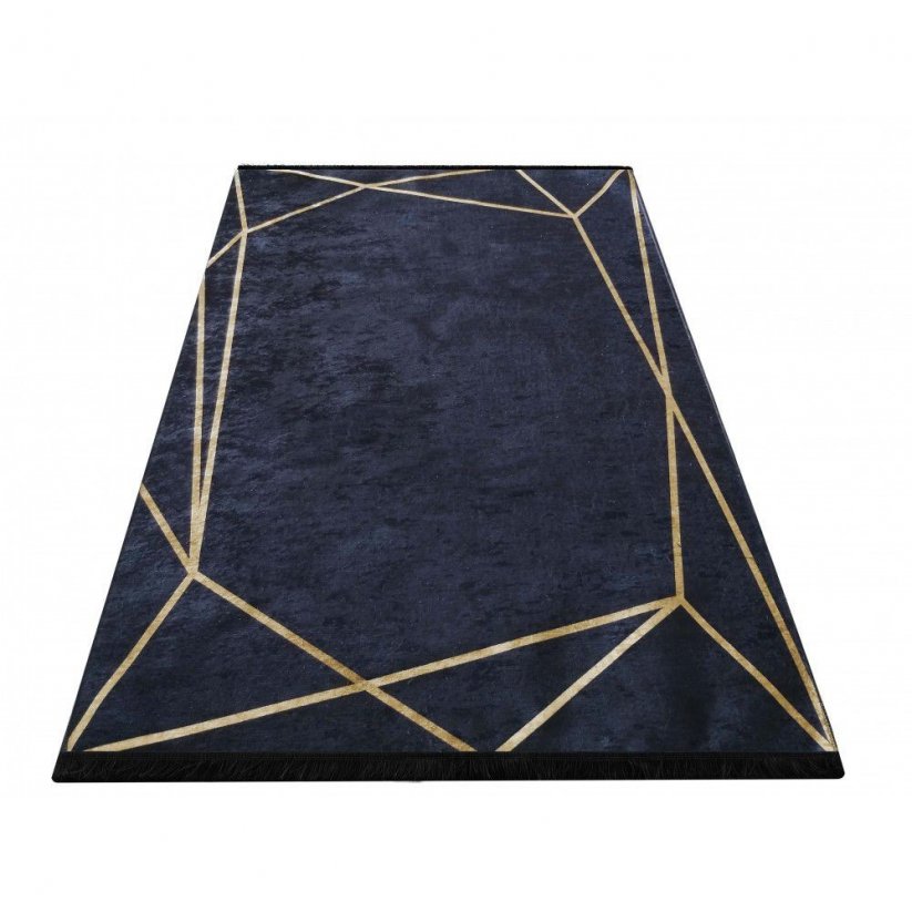 Moderan tepih u crnoj boji sa zlatnim motivom