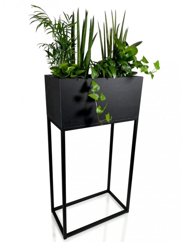 Ghiveci metalic înalt negru LOFT FIORINO 42X22X80 cm